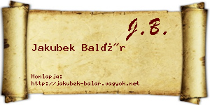 Jakubek Balár névjegykártya